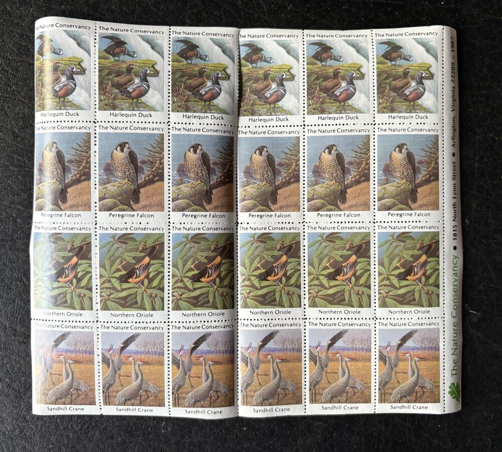 Vintage Stamps 1987, The Nature Conservancy Stamp Sheet Of 24 Collectible Stamps